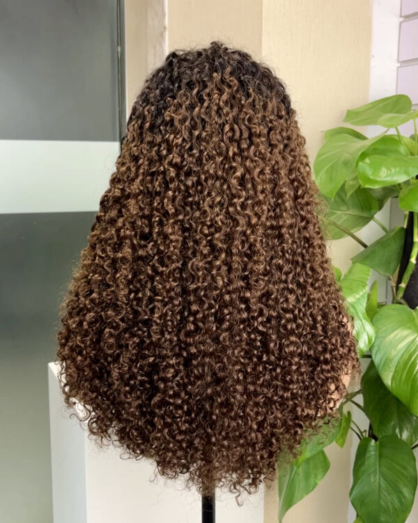 Ombre 5x5 Glueless Double Drawn Pissy Curl Transparent Lace Closure Wig - Image 4